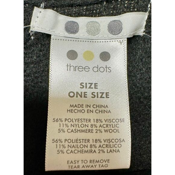 THREE DOTS Black/Ivory Erin Plaid Cashmere/Wool Blend Blanket Wrap, O/S - Picture 5 of 6